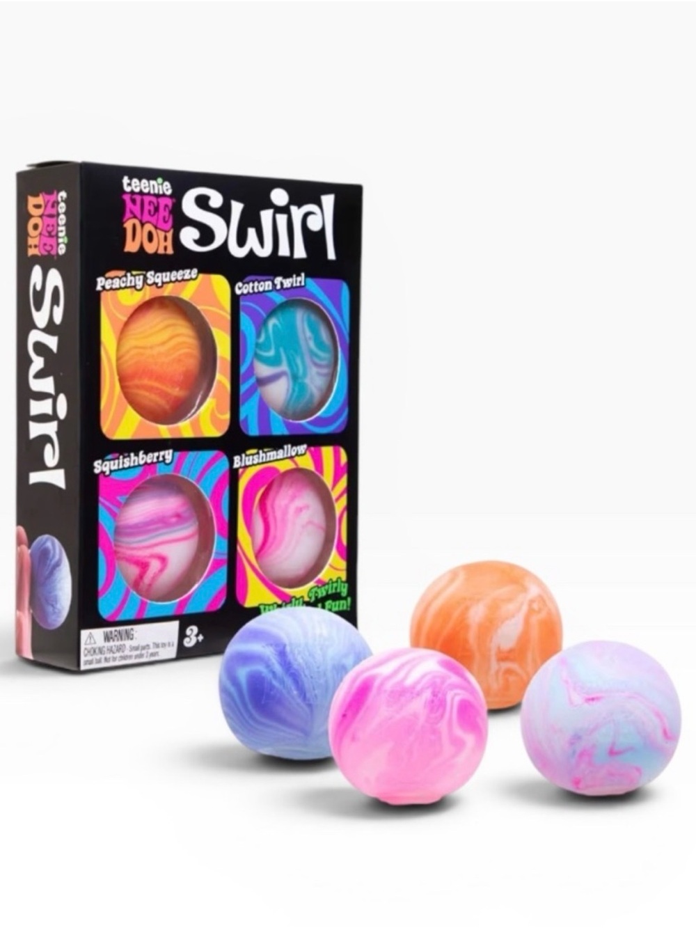Brand New In Box (NIB), authentic Schylling Teenie NeeDoh Swirl 4-Pack!